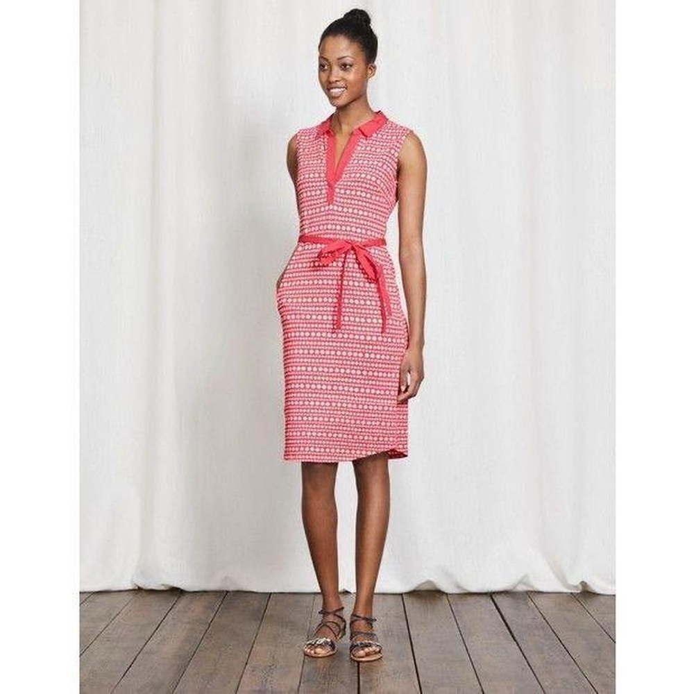 Boden BERNICE Sleeveless Tie Waist Collared Dress Size 6